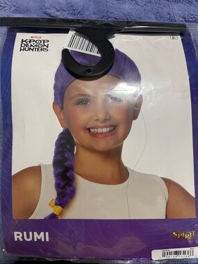 Spirit Rumi Purple Braided Costume Wig with Yellow Tie